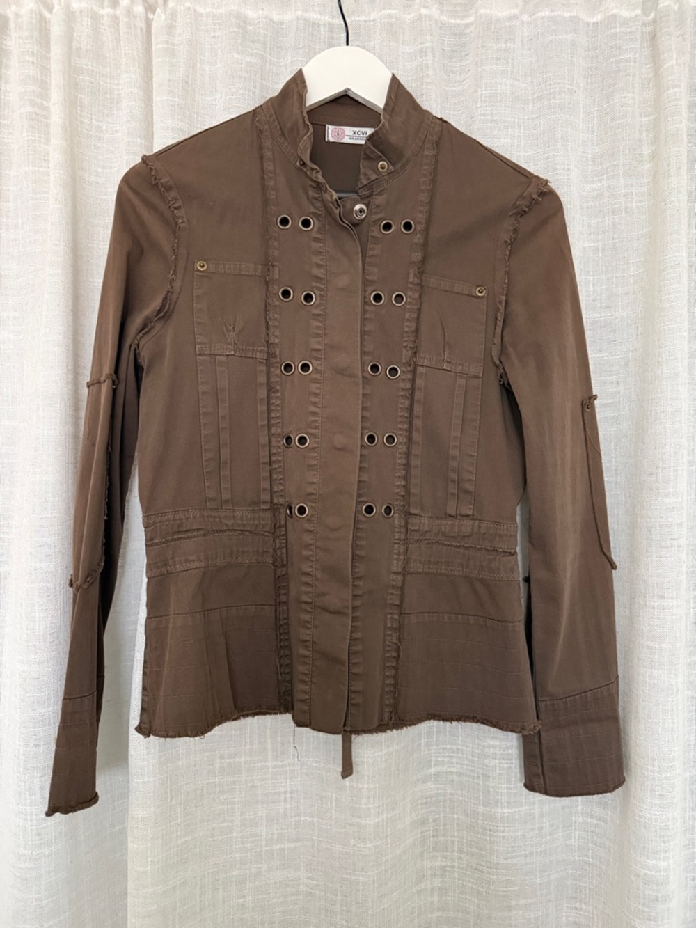 XCVI Brown Military-Style Grommet Utility Jacket